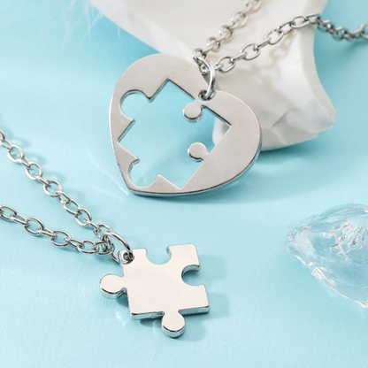 Collar de mejores amigas de corazón con conjunto de pieza de puzle