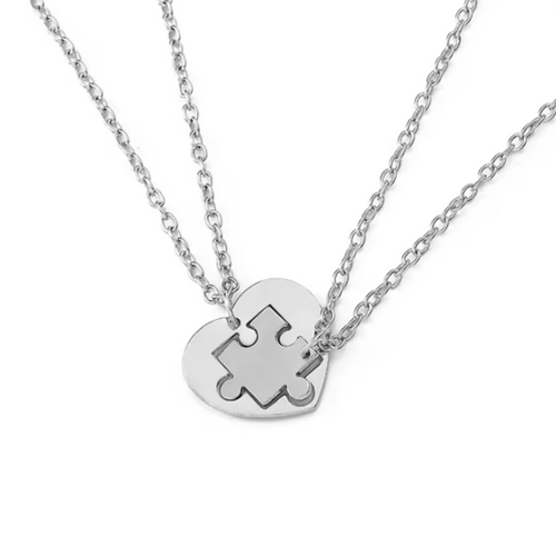 Collar de mejores amigas de corazón con conjunto de pieza de puzle