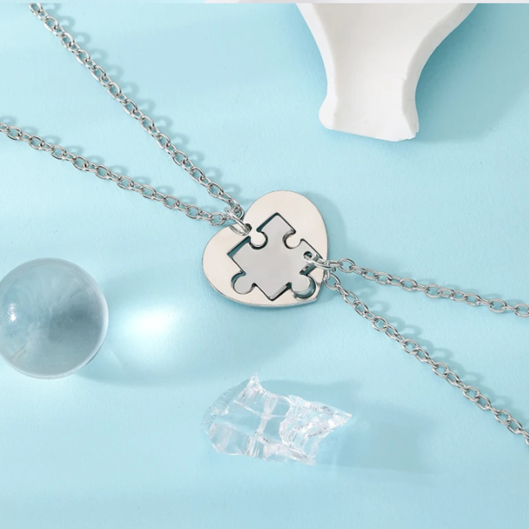 Collar de mejores amigas de corazón con conjunto de pieza de puzle